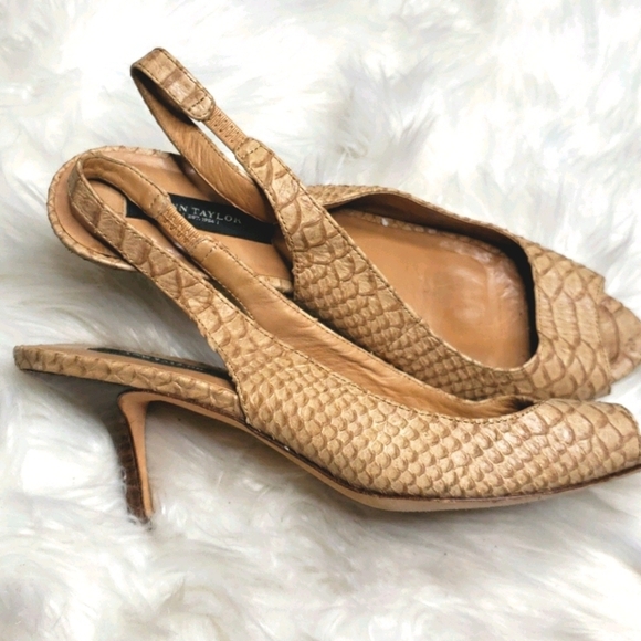 Ann Taylor Size 7.5 Slingback Heels Snake - Picture 1 of 8